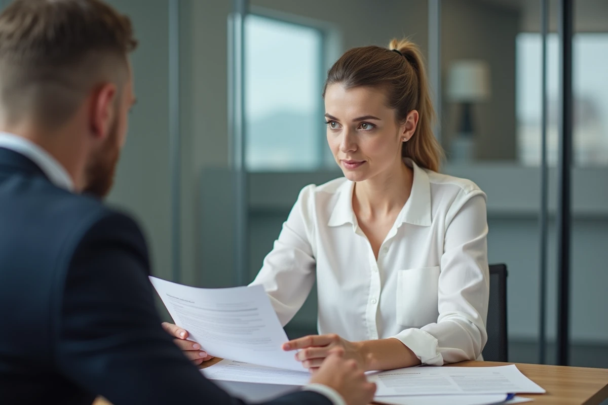 Femme consultant un conseiller bancaire pour obtenir le meilleur taux de prêt immobilier