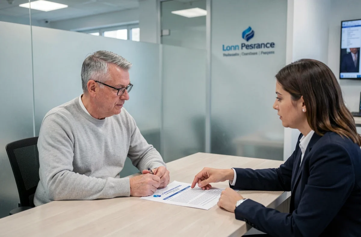 Homme discutant du remboursement de son assurance emprunteur avec un conseiller bancaire