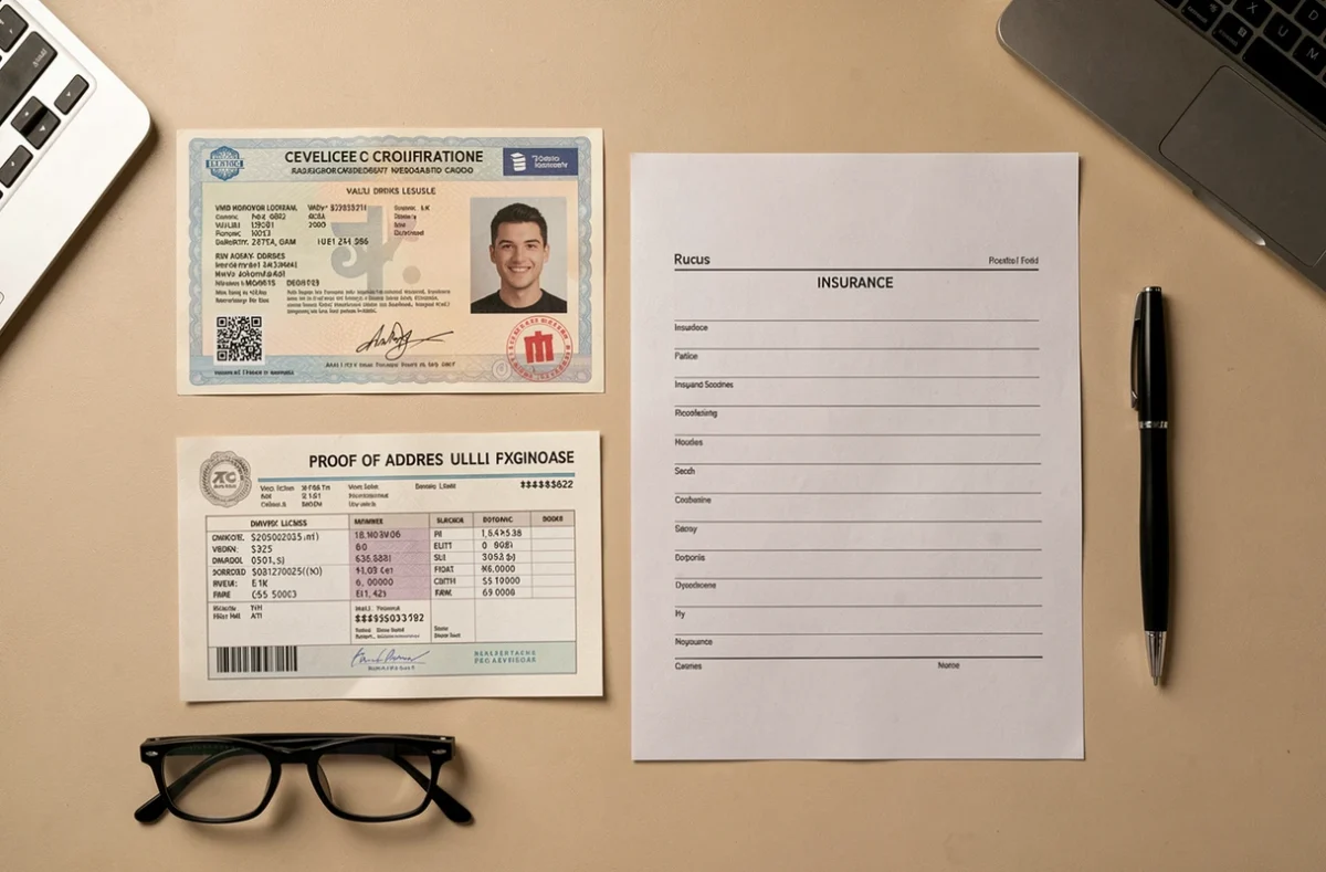 Documents nécessaires pour souscrire une assurance voiture vus de dessus