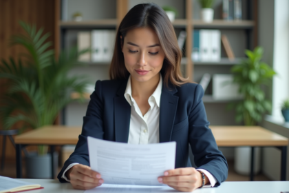 Femme d affaires en réunion d'assurance professionnelle