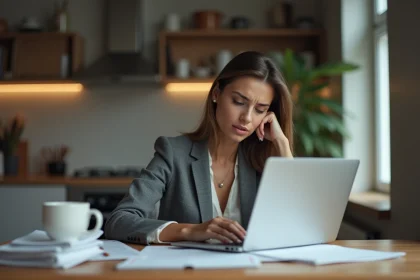 Femme d affaires au bureau cuisine moderne