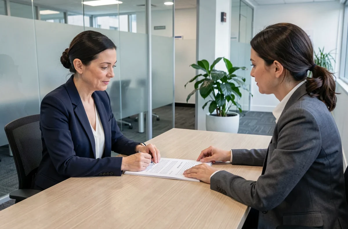 Femme rencontrant un conseiller financier pour clarifier l'origine d'un prélèvement AGIPI ou ADIS sur un contrat d'assurance vie