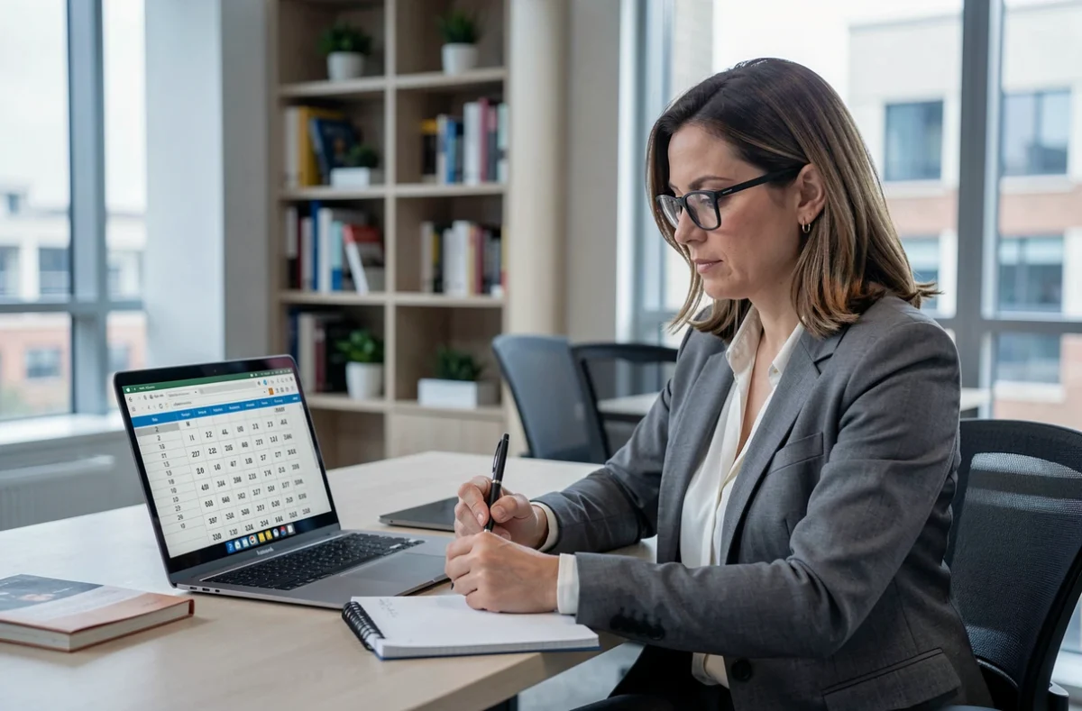 Femme analysant les statistiques des tirages EuroMillions sur ordinateur, notant les combinaisons fréquentes de 2026