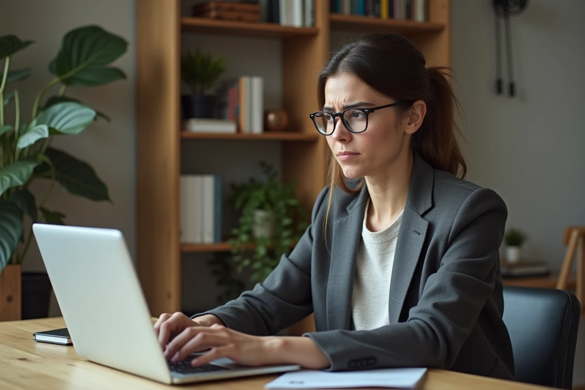 Jeune femme en home office regardant un campagne de collecte