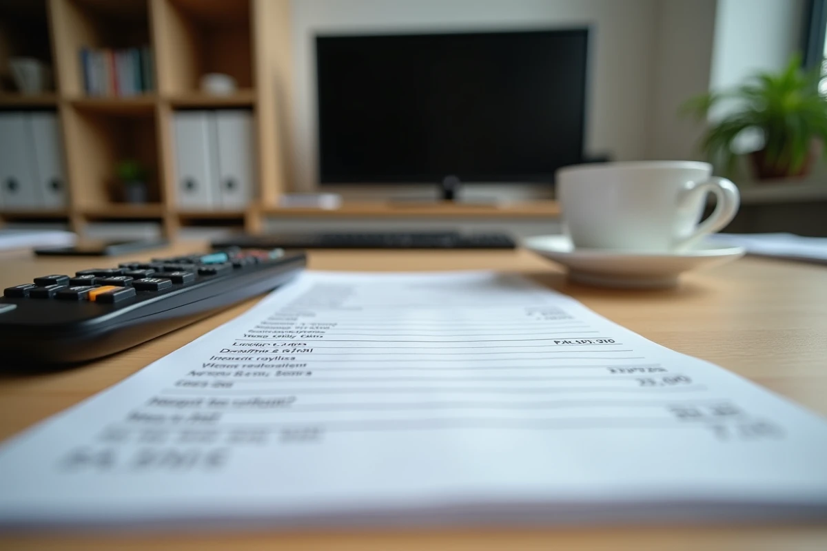 Fiche de paie et télécommande TV sur un bureau illustrant le débat autour des rémunérations dans les médias audiovisuels