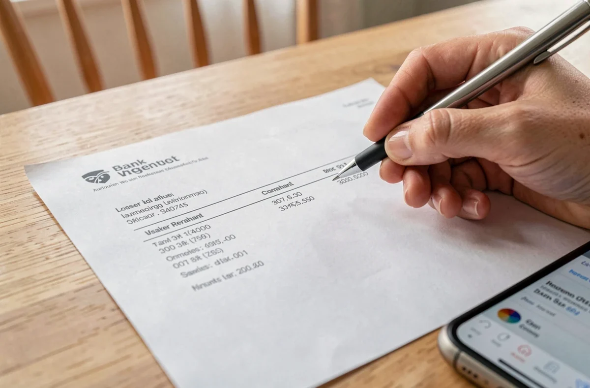 Gros plan sur un relevé bancaire montrant un prélèvement ADIS ou AGIPI avec une main pointant la ligne de transaction pour identifier le contrat d'assurance