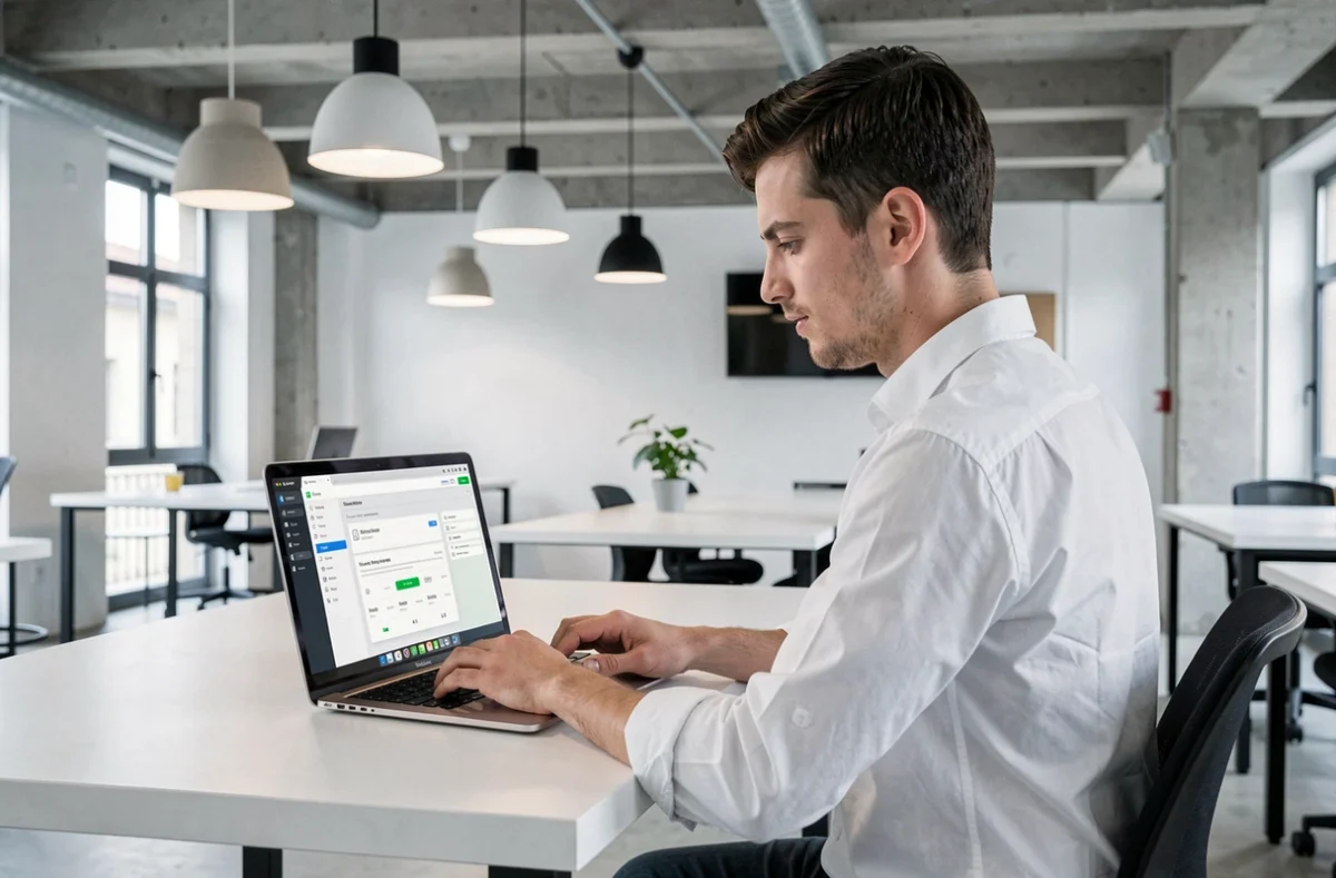 Courtier digital Helloprêt travaillant sur une plateforme de simulation de prêt immobilier en ligne à Bordeaux