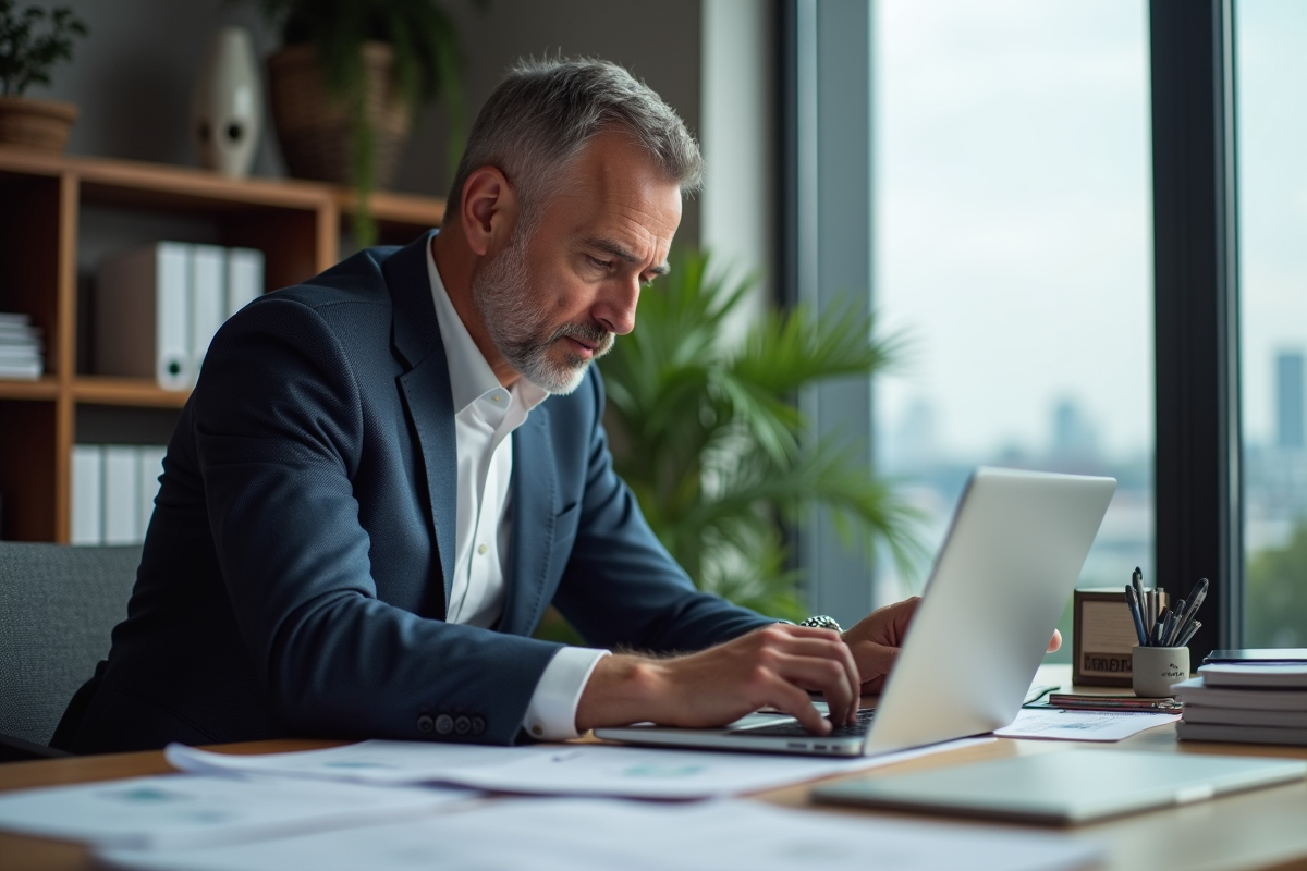 Homme d'affaires en réunion dans un bureau moderne