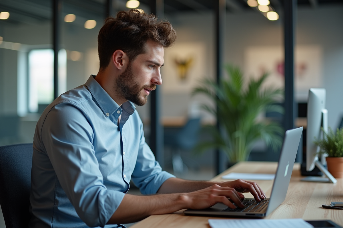 Jeune homme d'affaires vérifiant un tableau de bord d'investissement Bitvavo