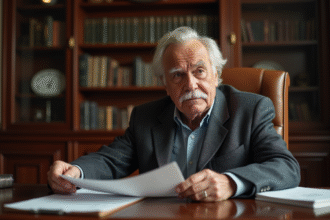 Homme senior en tenue classique dans un bureau élégant