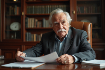 Homme senior en tenue classique dans un bureau élégant