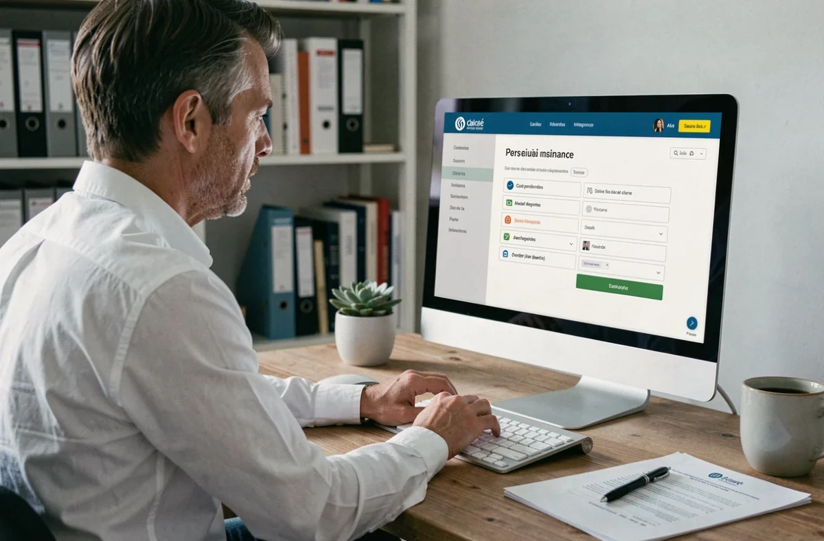 Personne téléchargeant son relevé d'informations assurance auto depuis un espace client en ligne